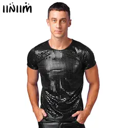 Men's Sparkle Sequin Tank Top Patch Jazz Hip Hop Dance Performance Clothing Adult Patch Tank Top Night Club Festival Costume