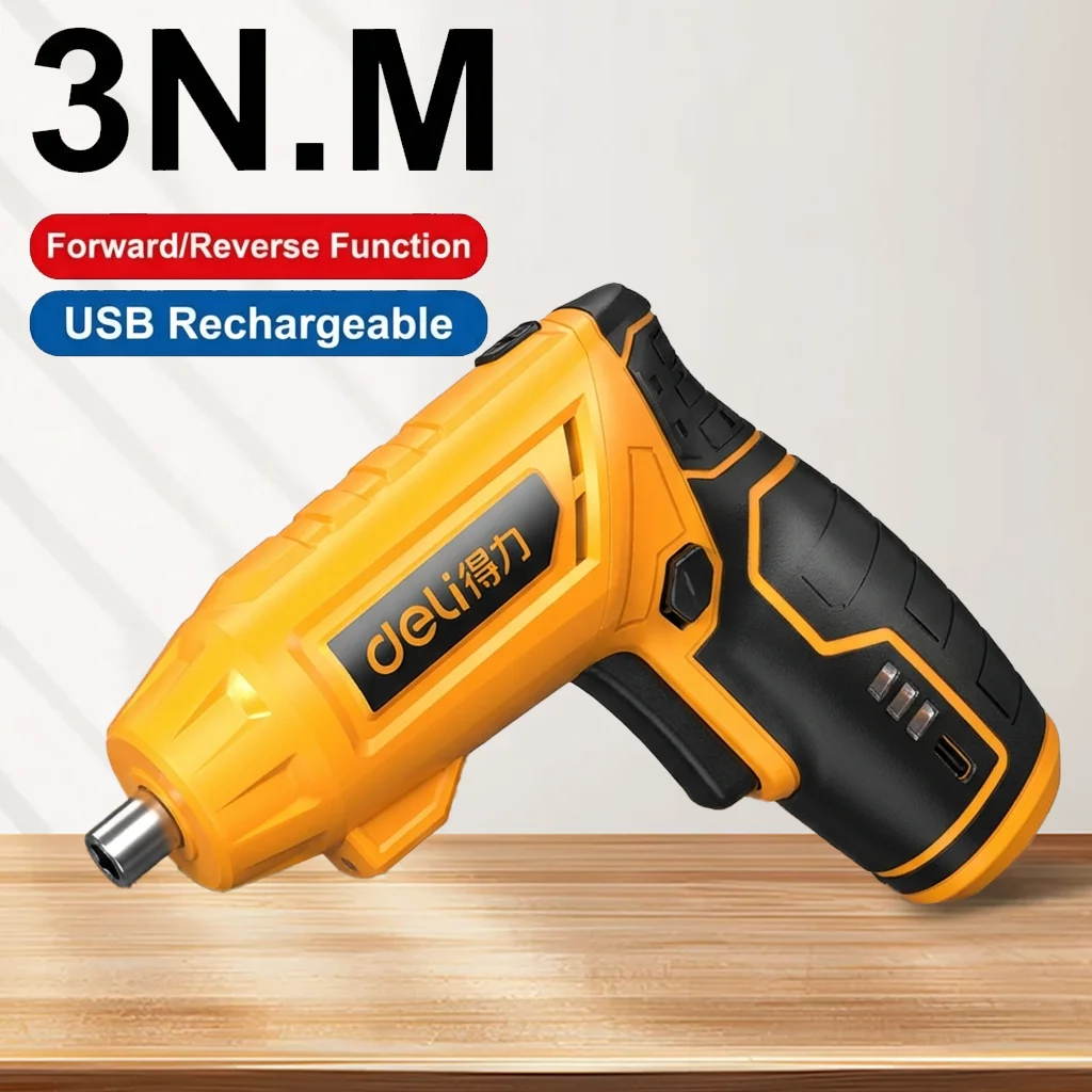 3N.M Cordless Electric Screwdriver - Converts Between Pistol & In-Line Grip, Forward/Reverse, for Flexible DIY & Home