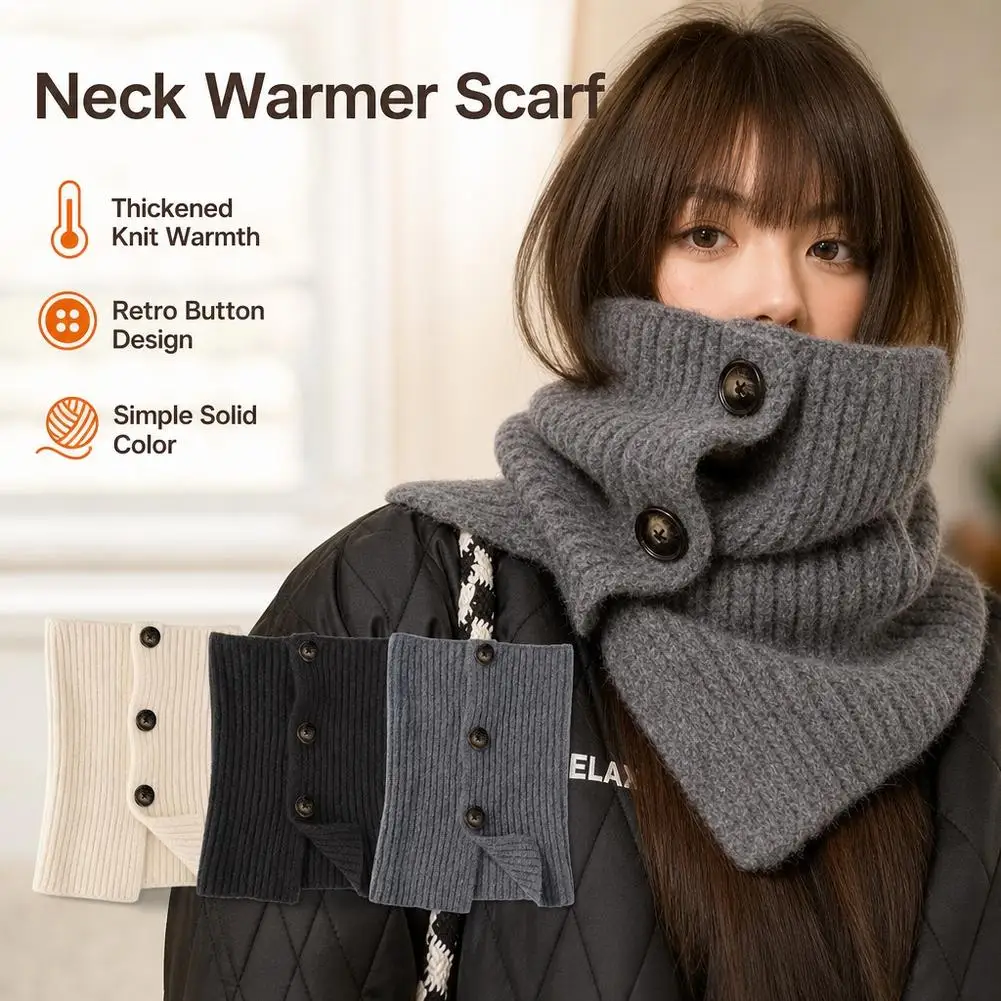 Retro Knitted Scarves Women Fake Collar Scarf Soft Pashmina Female Shawls Wraps Detachable Collar Match Overcoat Warmer Scarf