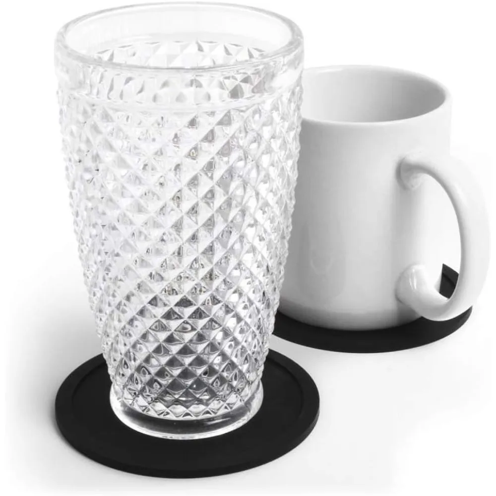 6-piece Set of Beverage Coasters 10 Cm Silicone Coasters Round Heat Resistant Table Protectors Decorative Table Mats