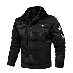 Men's Leather and Fur One-piece Jacket for Autumn and Winter 2024. Fashionable Fleece-lined Fur Workwear Casual Jacket Coat.