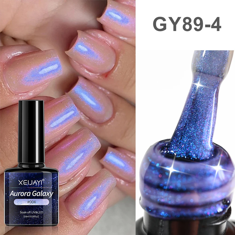 8Ml Laser Aurora Nagellak Lente Blauw Shinning Paars Vonkende Nagellak Uv Manicure Gel Semi Permanente Gels Salon