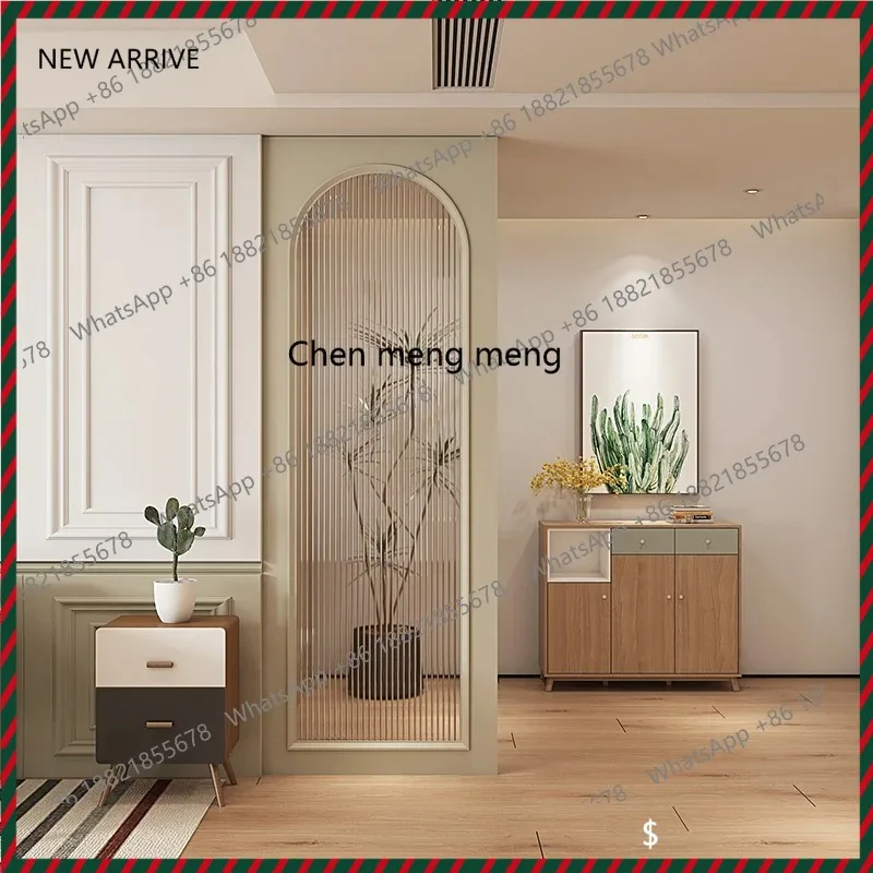 Cream wind entrance entrance partition solid wood Changhong glass screen living room decoration blocking simple and mo