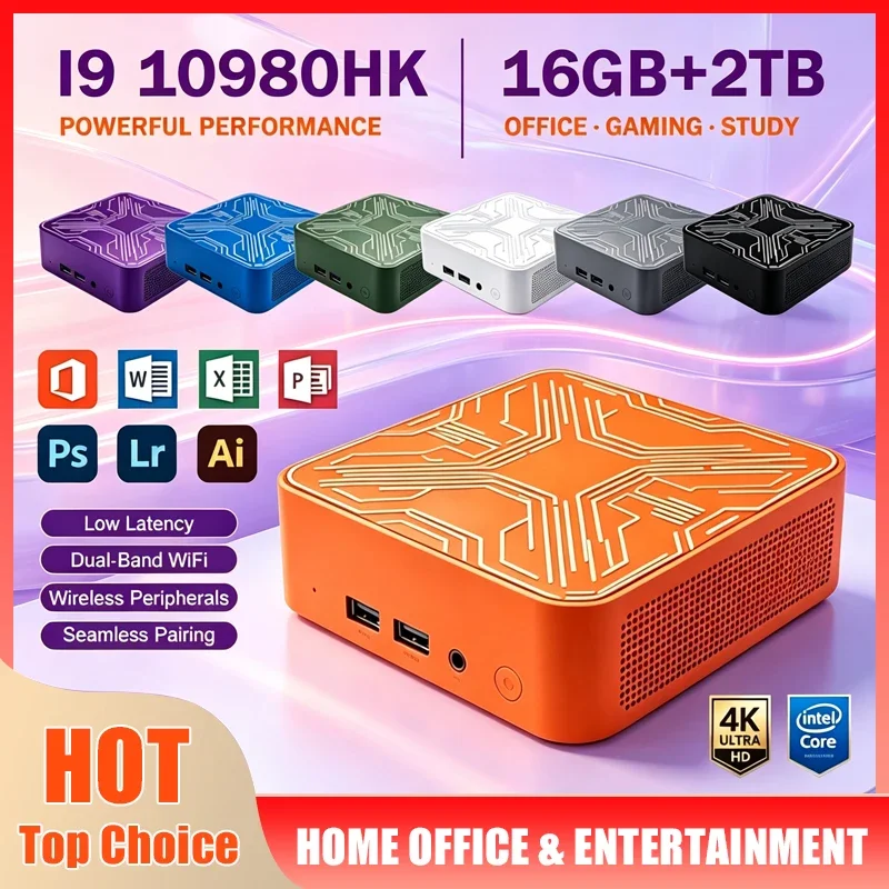 2026 Portable MINI PC Gaming Windows 11 Intel Core I9 10980HK Mini Host 16GB RAM 1TB 2TB SSD Desktop Computer 4K HD Minipc WIFI6