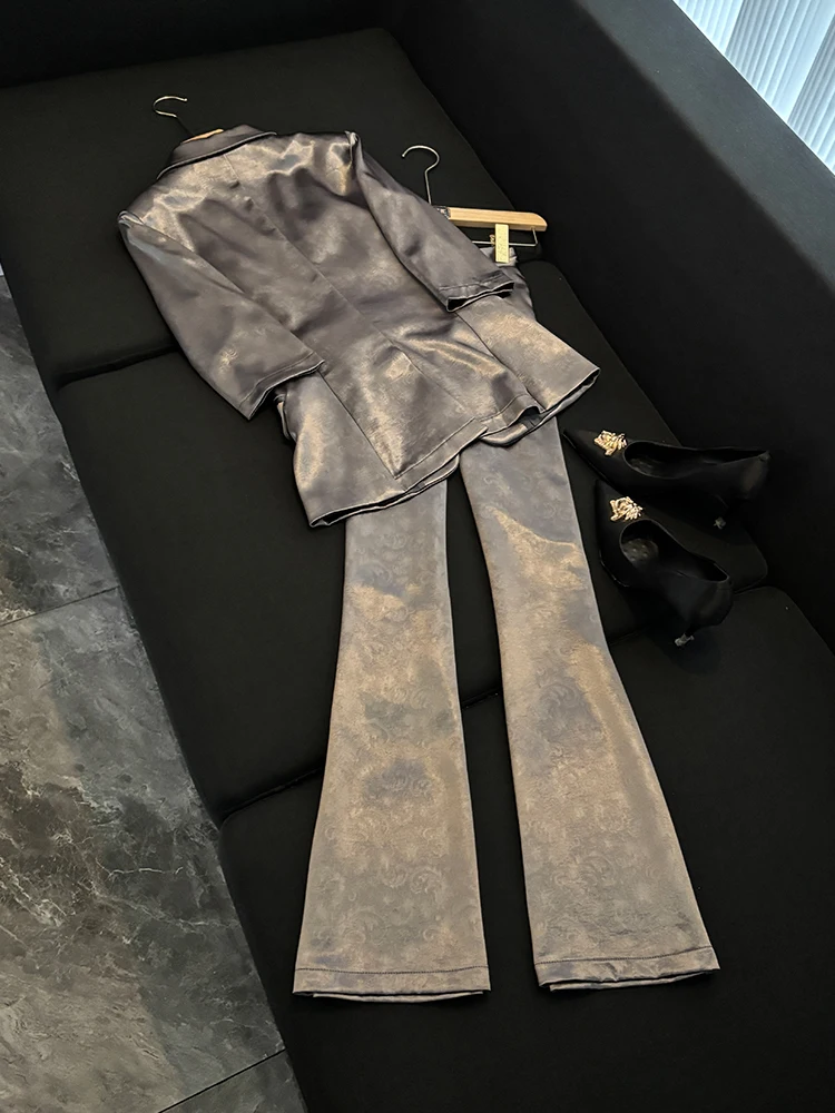 

Acetate Satin Suit Set Women's Faionable Thin Sve Seven-Quarter Length Winter New Sle Godd Sle U22