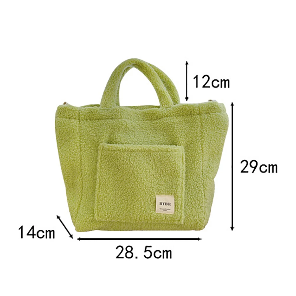 Solid Color Lamb Wool Shoulder Crossbody Bag Women\'s Large Capacity Shopping Bag Soft Fluffy Faux Fur Tote Bag Winter Handbag