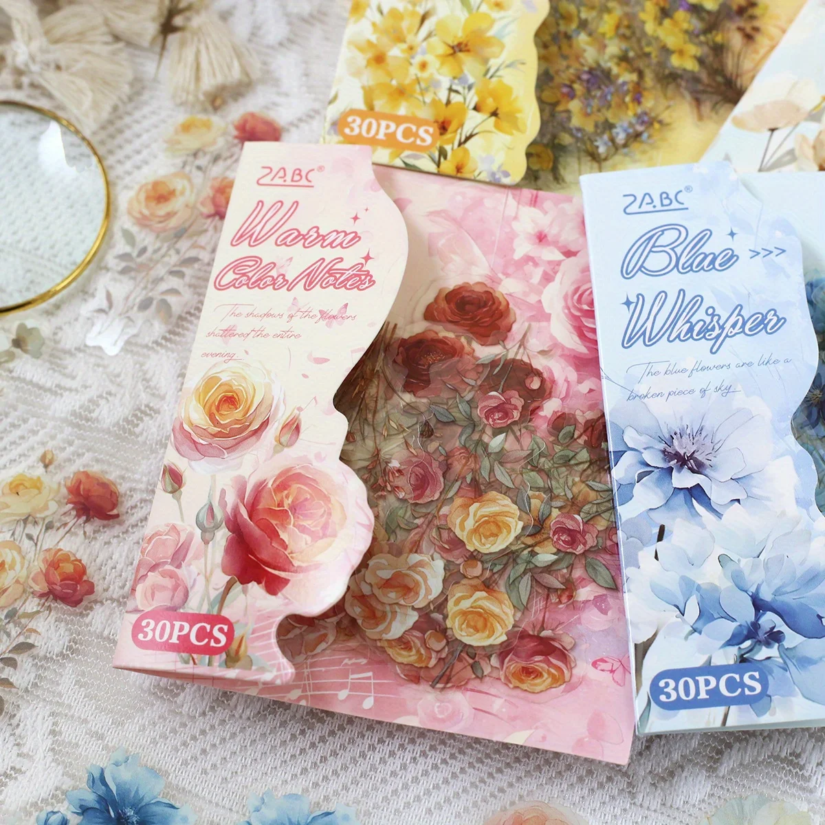 30 Stück Scrapbook-Aufkleber, florale Muster, PET-Aufkleber, DIY, Scrapbooking, Collage, Dekor, Junk-Journal, Ästhetik-Aufkleber