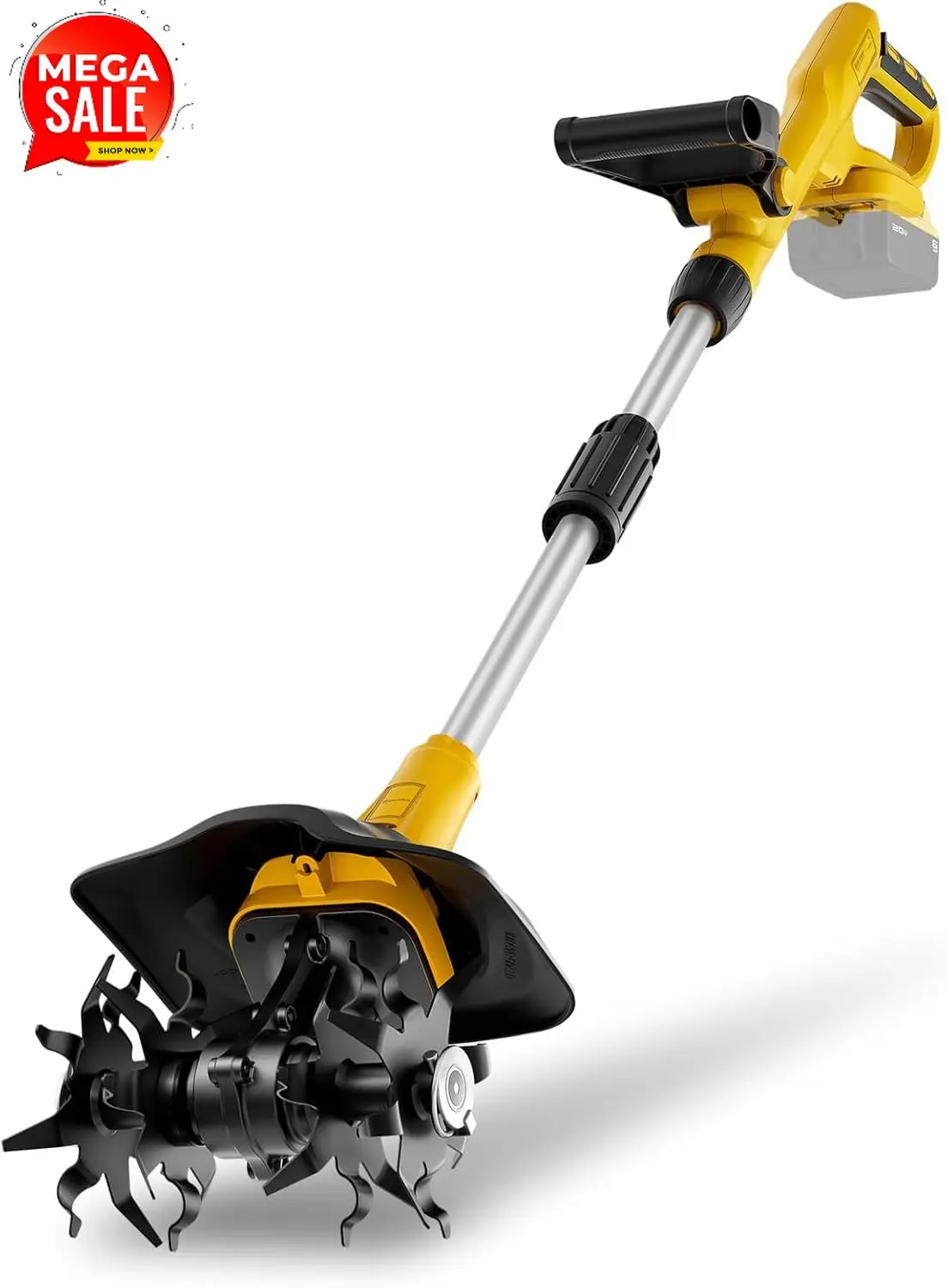 Cordless Garden Tiller Cultivator Compatible with DeWalt 20V MAX Battery 360 RPM High Torque 9 Width x 7 Depth Lightweight