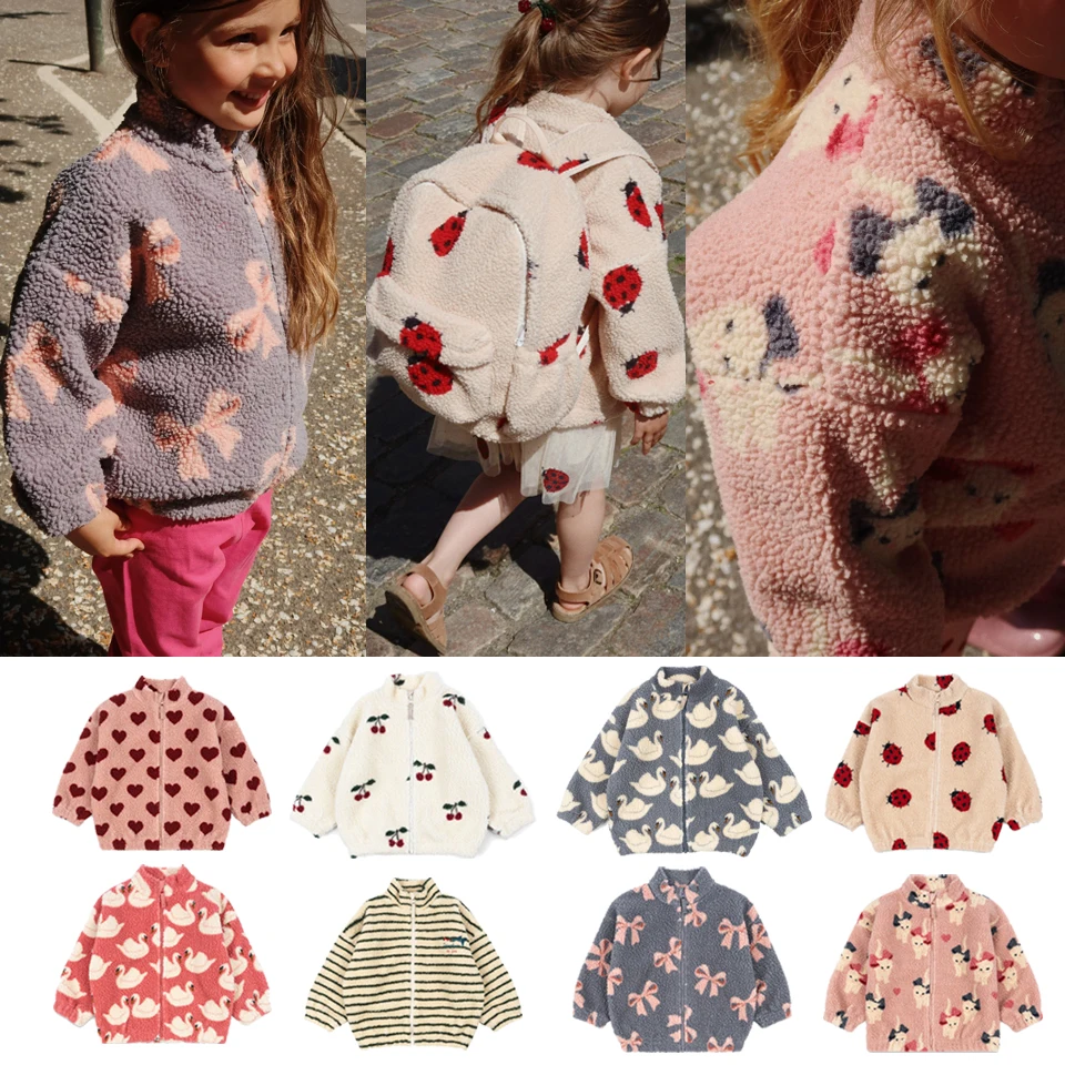 New 2025 Girls Boys Lambswool Beetle Coat Kitten Jackets KS AW Girl Beetle Warm Coats Baby Kid Clothes Children's Outerwear