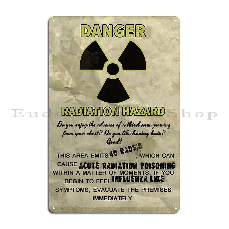 خطر الإشعاع Psa علامة معدنية نادي المطبخ كهف تصميم جدارية تين تسجيل ملصق