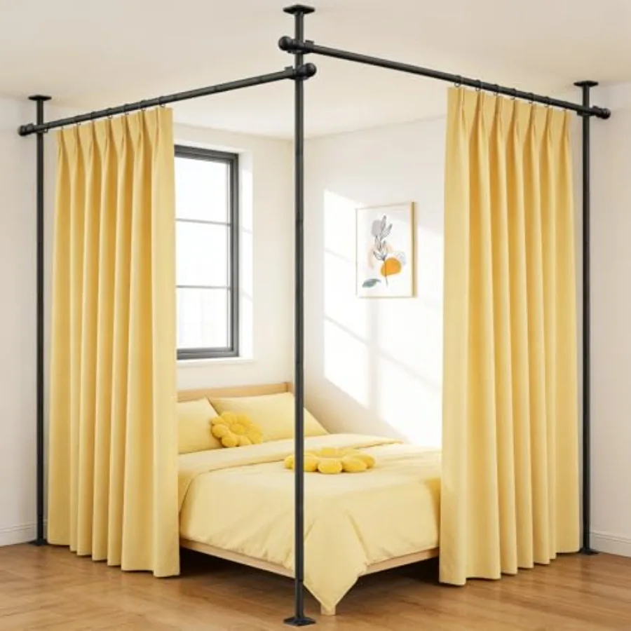 Room Divider Curtain Rod - Heavy Duty Adjustable Curtain Rod for Room Separation, Privacy Room Divider for Bedroom, 10-11ft H 5