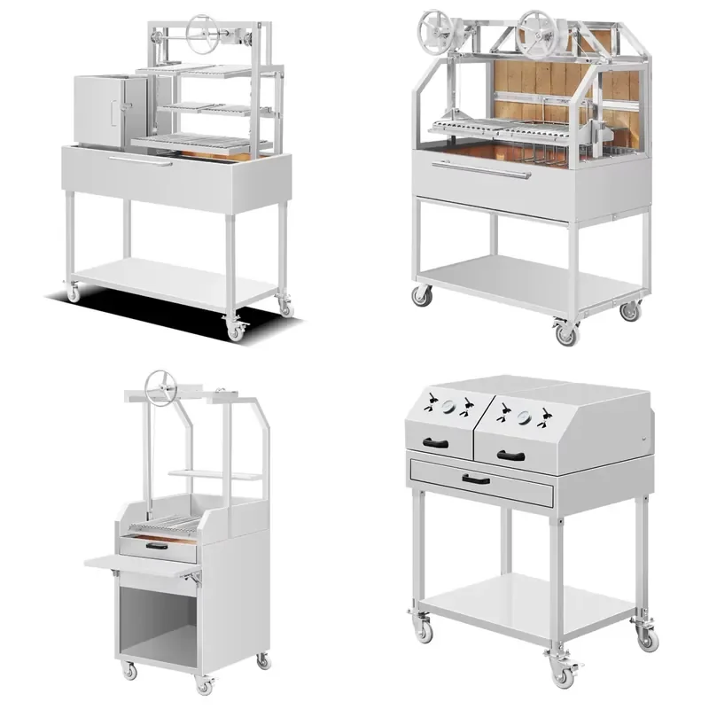 High Quality BBQ Grill with Wheels Hand-Cranked Fire Oven Smoker Heavy-Duty for Kitchens Argentine Charcoal Grill