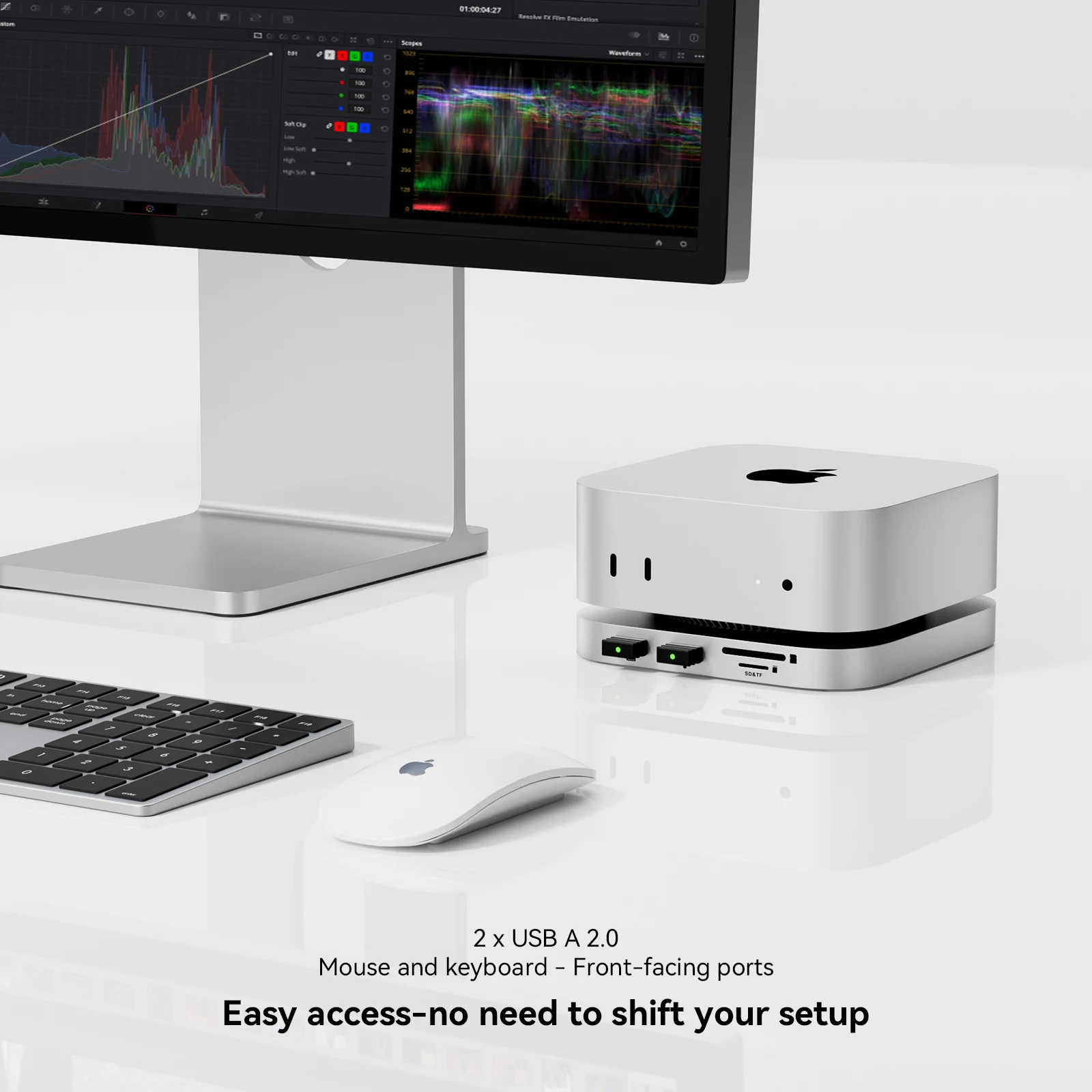 Minisopuru Mac Mini M4 Hub Dock Stand With M.2 SSD Enclosure 4K60Hz HDMI SD/TF USB C HUB Docking Station for Mac Mini M4/M4 Pro image 4