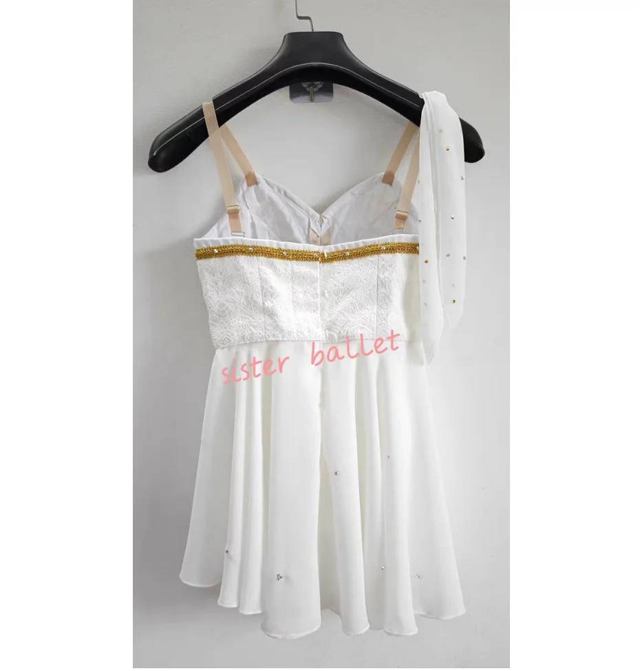 2024 New Ballet costume Magic Symbol Variation solo Dance competition Cupid Love white gauze dress slip dress