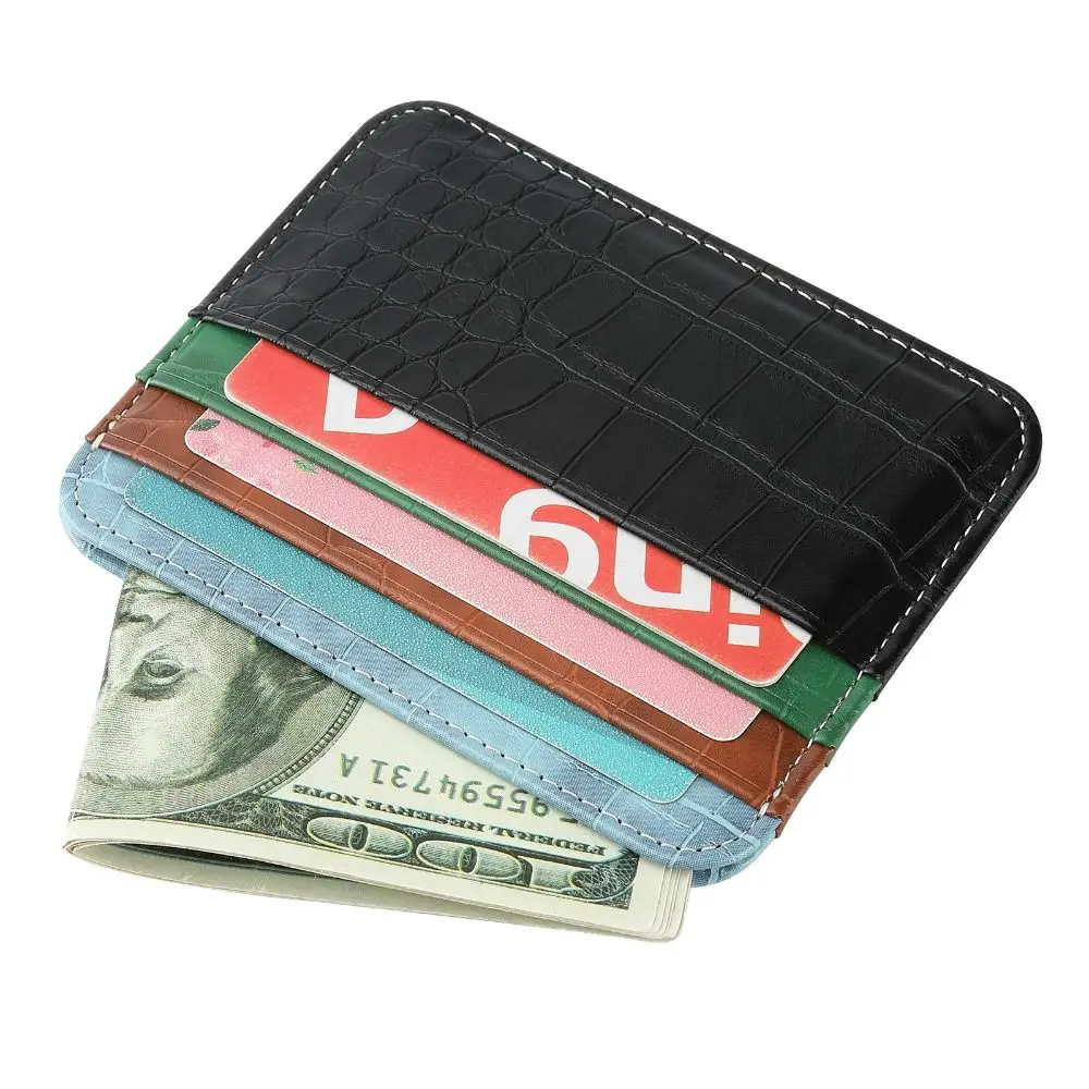 Double-sided Card Holder Organizer PU Leather Ultra-thin Card Protector Wallet Coin Pouch Credit Card Sleeve Card Storage