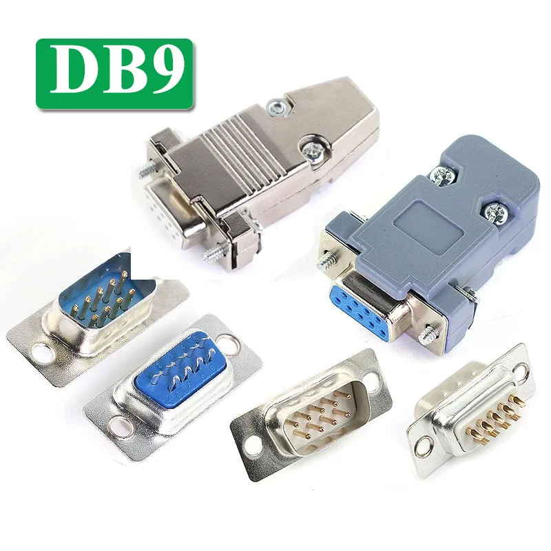 DB9 RS232 Plug Front Riveting/rear Riveting Connectors 9 Pin Blue Glue 2 Row Gold-plated Terminals Industrial Serial Port Plugs