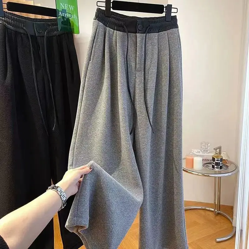 

Осенне-зимние мужские брюки большого размера 300 Pou: новые, мягкие, как полотенце, свободные, прямые, широкие, спортивные, повседневные