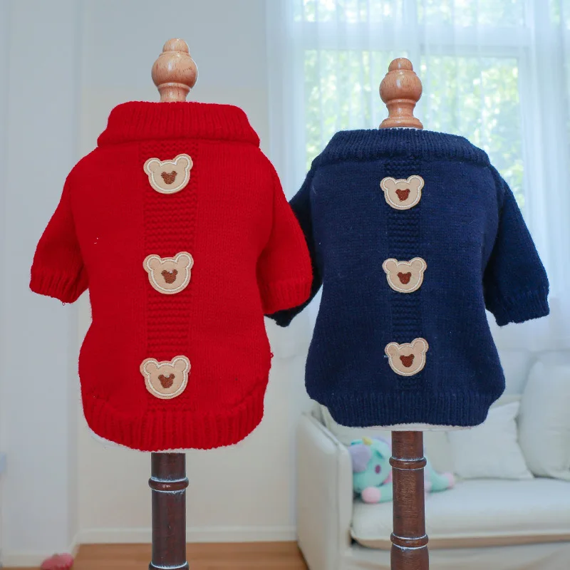 Pet Christmas Sweater Dog Base Knit Sweater Cat Clothing Soft Cookie Teddy Bear Sweaters Autumn and Winter Puppy Clothes