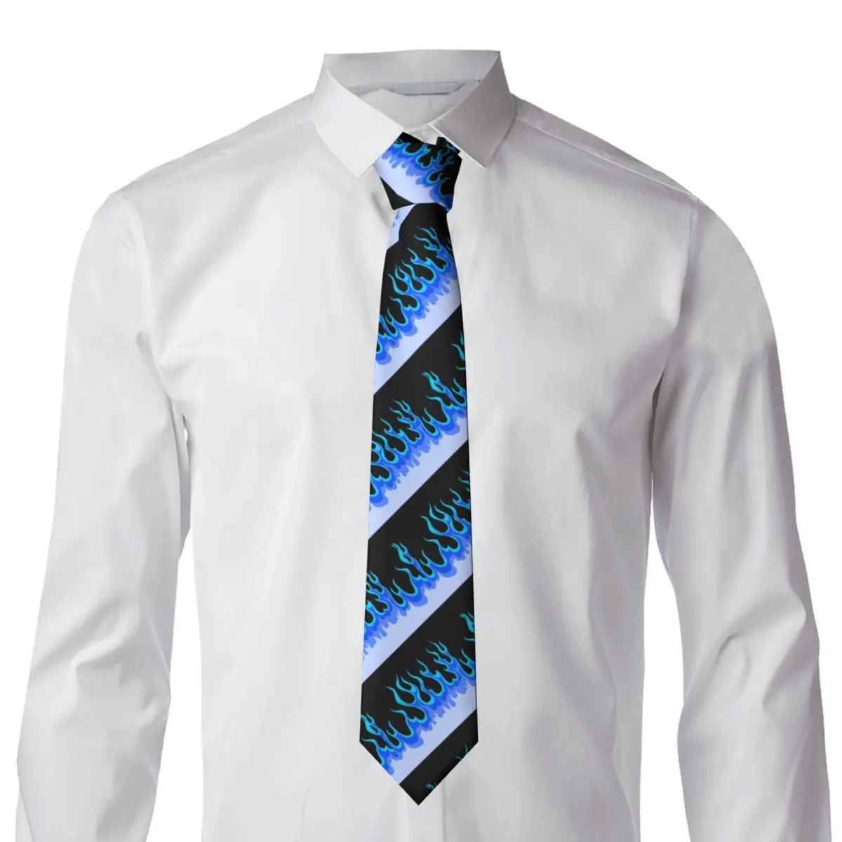 Blue Hot Fire Racing Flames Neckties Men Custom Silk Neck Ties for Business