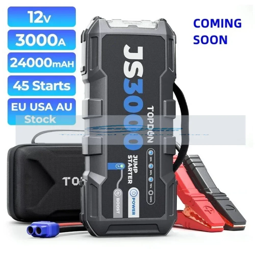 TOPDON JumpSurge3000 Js3000 Power Bank Jump Starter Jumpstarter 3000A Car Jump Starter 2500A Peak 24800Mah 12V