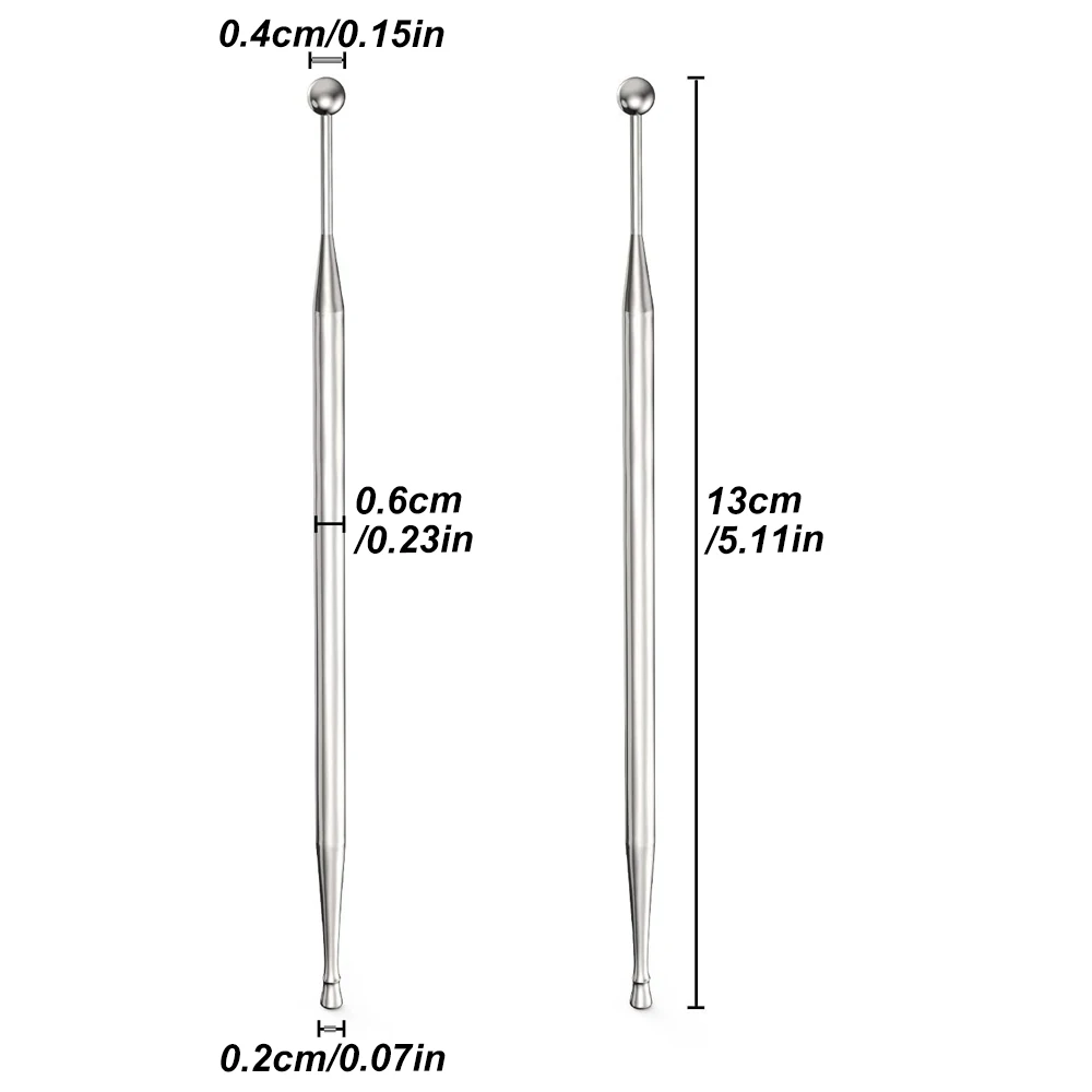 Pluma de acupuntura Manual, herramientas de reflexología Facial, herramienta de masaje de sonda de punto de oreja y cuerpo de doble cabeza de acero inoxidable para tejido profundo