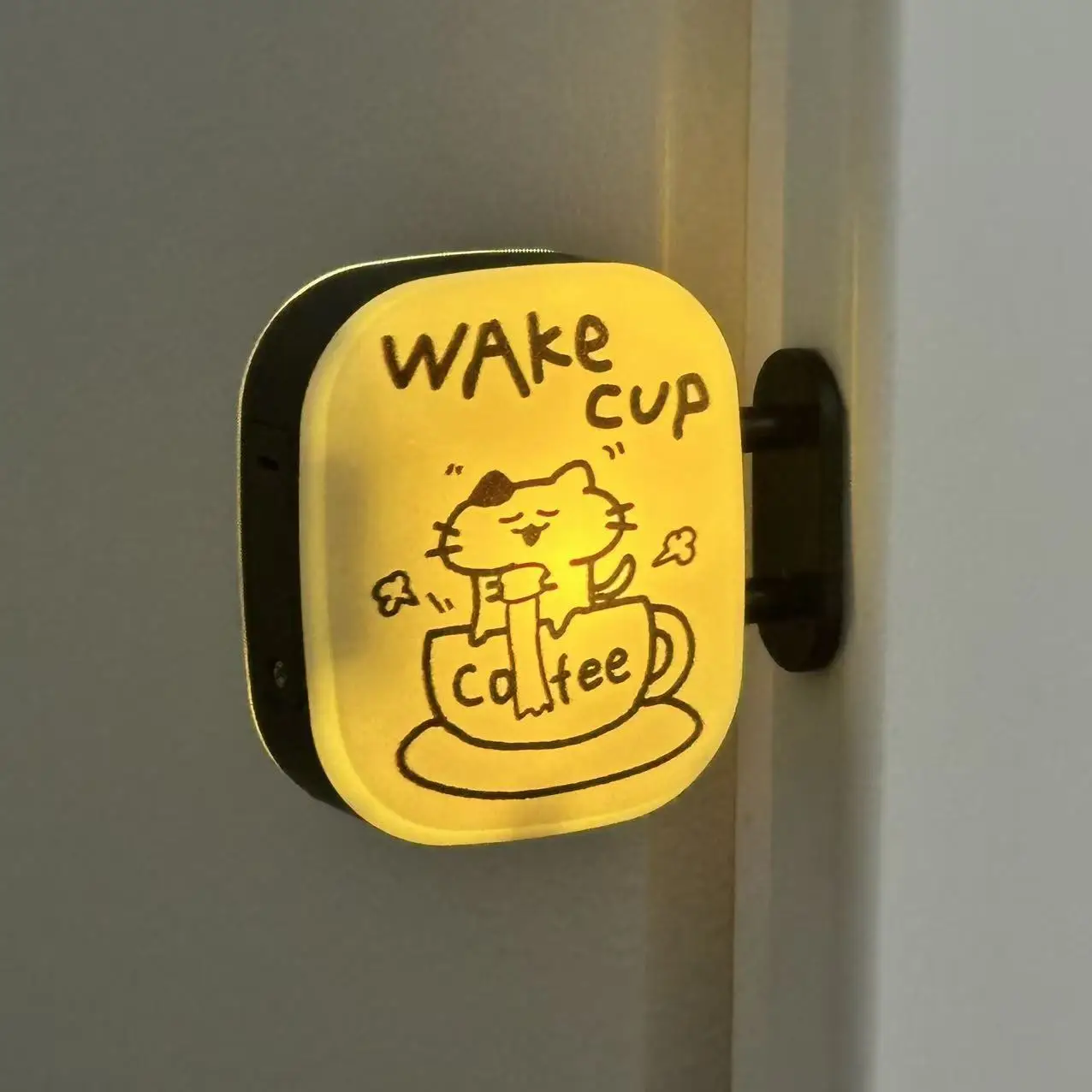 Katzen-Kaffee-Leuchtreklame-Kühlschrankmagnet, magnetisches Mini-Leuchtkasten-Schild, dekoratives Nachtlicht für Kaffeemaschine