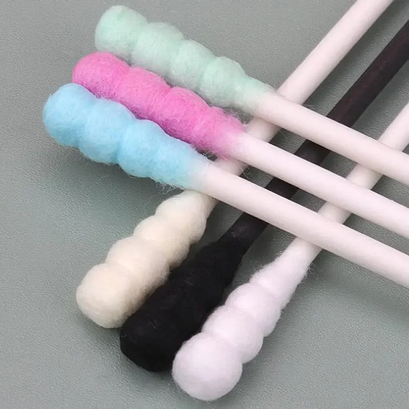 100 قطعة أعواد قطنية مزدوجة الرأس للنساء رمش تمديد ماكياج أعواد قطنية طرف الأنف آذان أعواد تنظيف أدوات