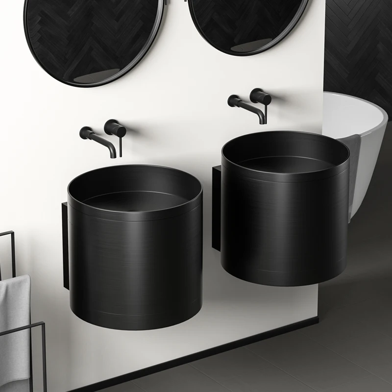 

Golden stainless steel wall-mounted basin Bathroom wash basin Hotel B & B wall-mounted washbasin Art basin