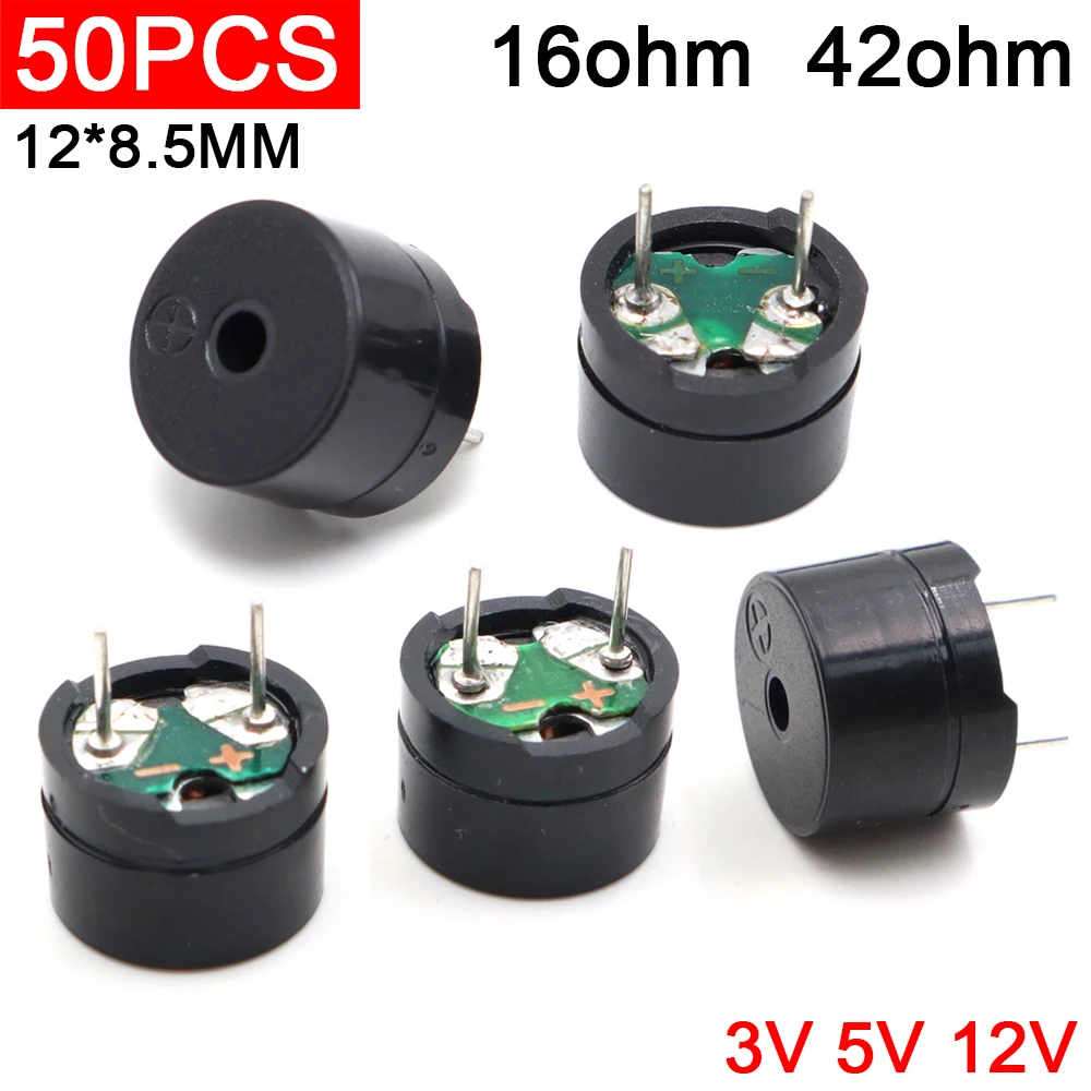 50pcs 12085 Passive Buzzer 16 Ohm Speaker 42Ohm 12*8.5MM 3V 5V 12V Beep Sound Mini Buzzer 16Ω 42 Ω Horn