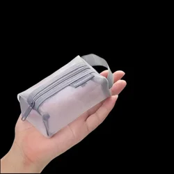 Mini bolsas de cosméticos de malla de nailon transparente para mujer, lindas bolsas pequeñas de maquillaje para pintalabios, estuche organizador de auriculares y llaves de línea de datos