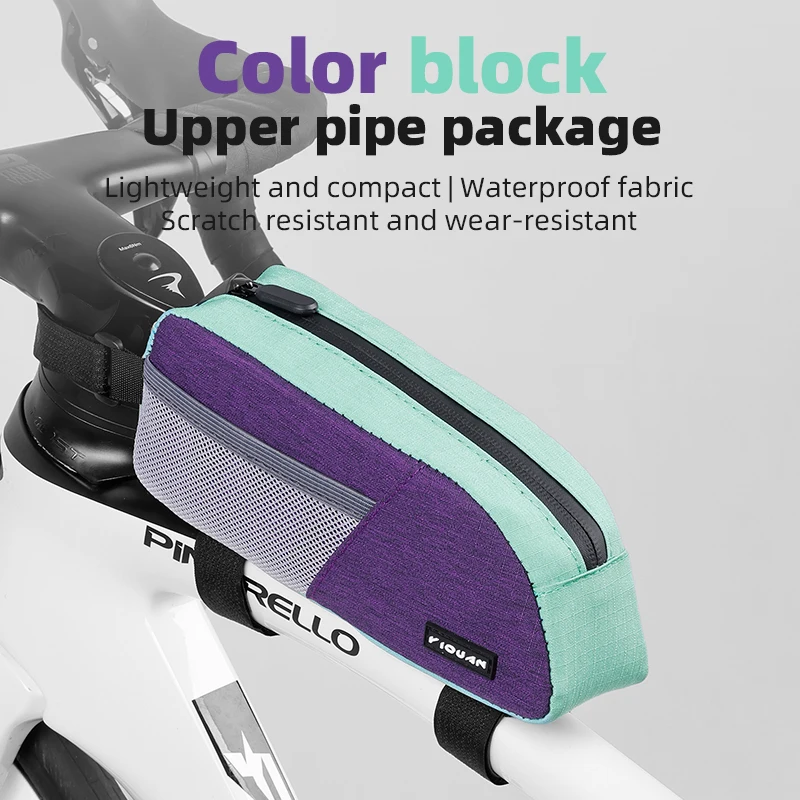 ESLNF Rainproof Bicycle Bag Retro Patchwork Bicycle Top Tube Bag Portablebicycle Outdoor Riding Bag Bicycle Accessories
