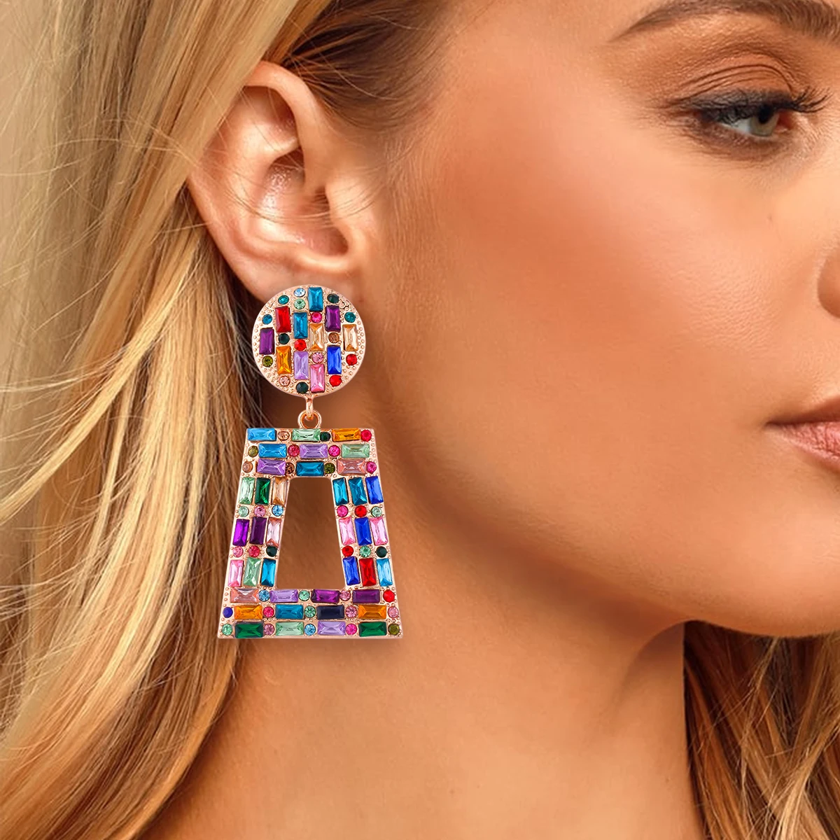 Colorful Geometric Statement Earring for Women Girls Fashion Design Boho Drop Dangle Earrings Jewelry Gift