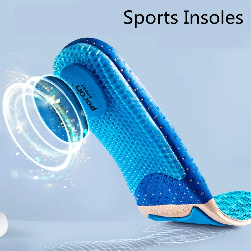 Sports Silicone Insole for Shoes Men Women Arch Support Orthopedic Insoles for Feet Shock-absorbing Baskets Running Shoe Sole