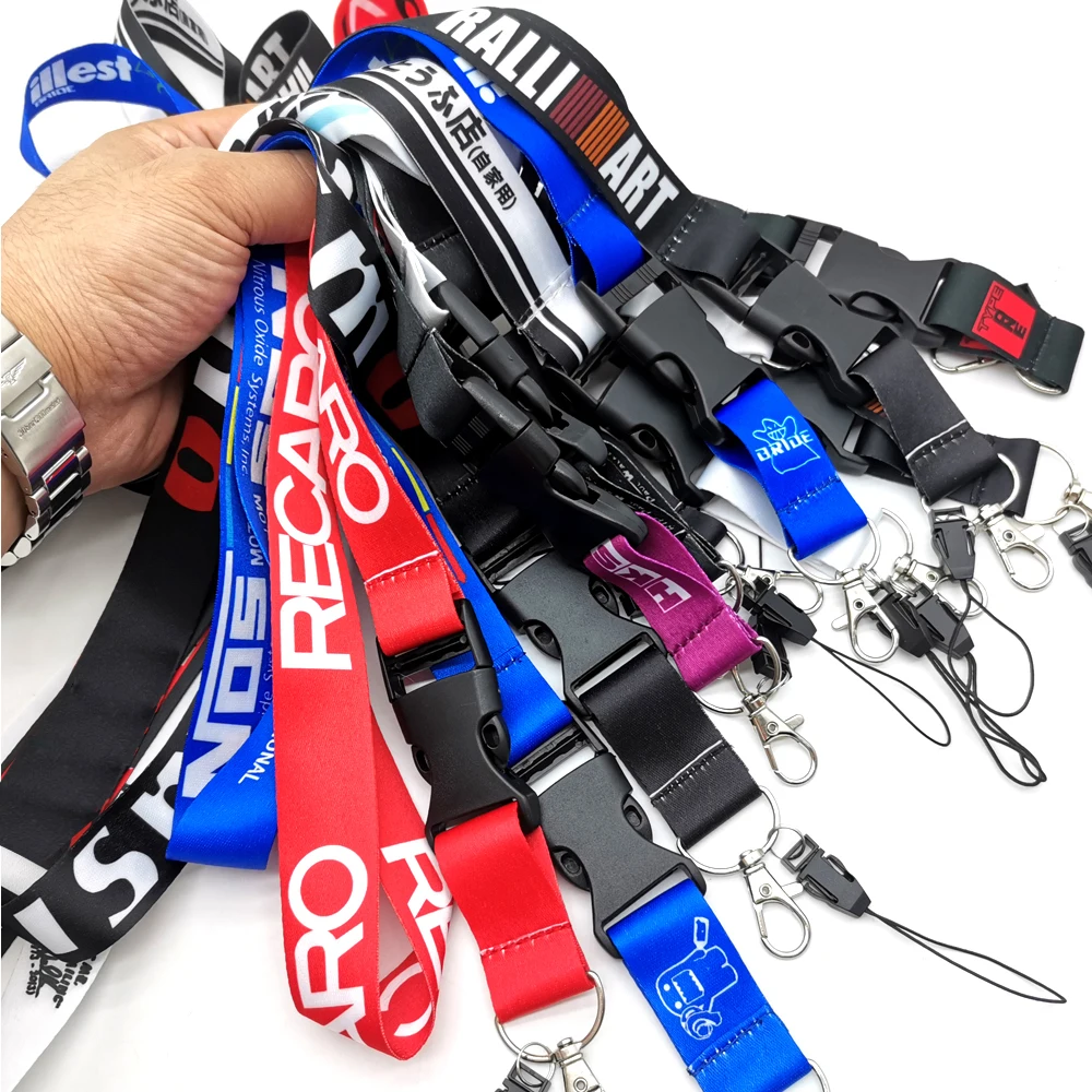 JDM Car Modified Cultural Buckle Lanyard Employee's Card ID Mobile Phone Key Hanging Neck Lanyard Quick Release HKS NOS KEYRING