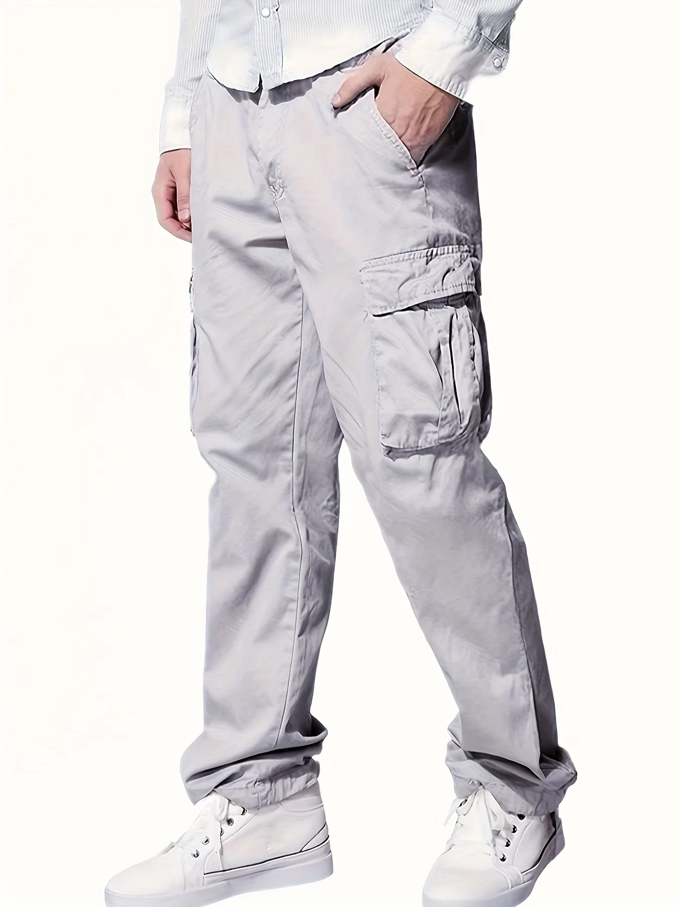 قماش منسوج جديد رائج البيع بلون سادة مخزون غير رسمي للشباب العادي ملابس عمل غير رسمية فضفاضة مستقيمة برباط متعدد