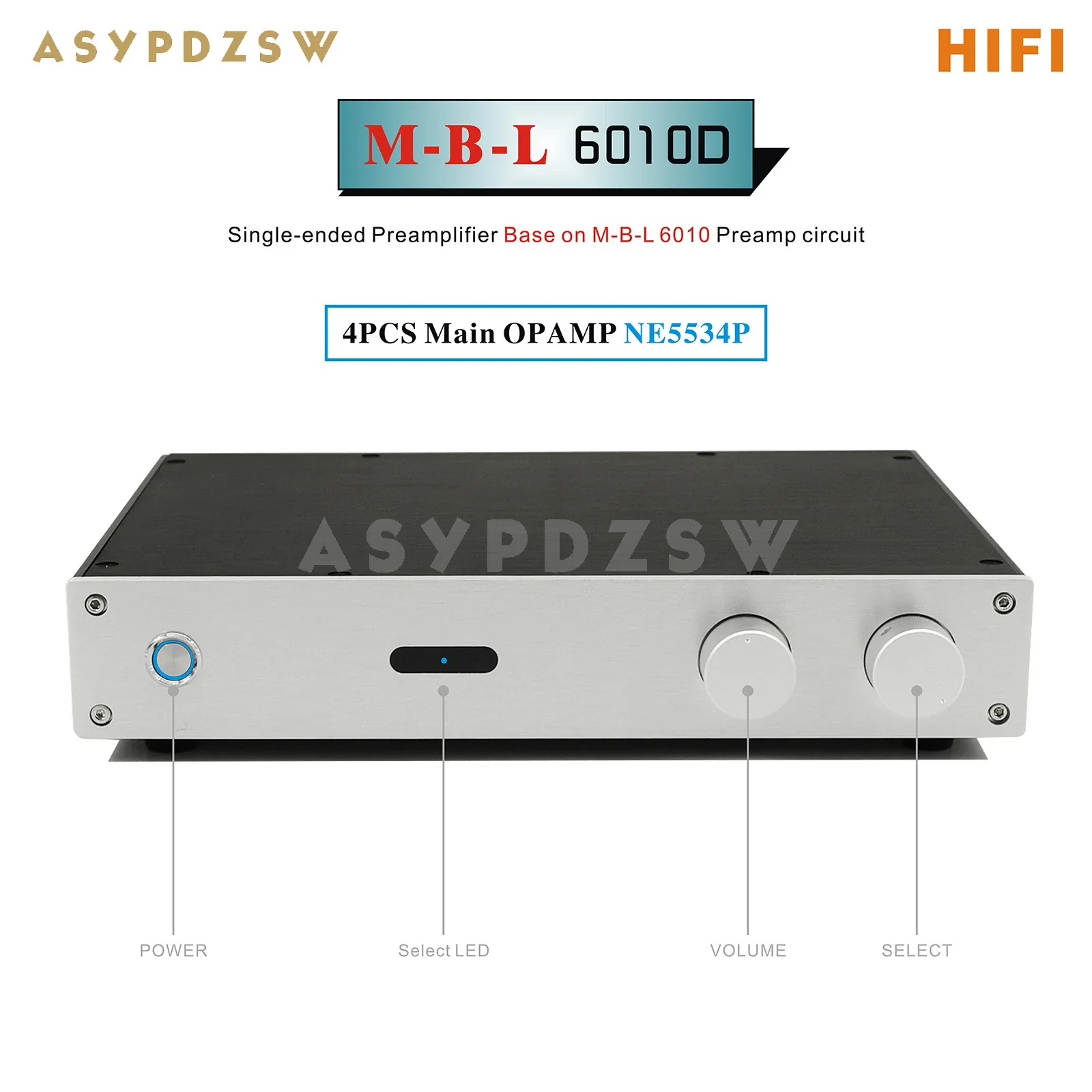 ASYPDZSW HIFI 6010D Single-ended Preamplifier Base on M-B-L6010 Preamp circuit