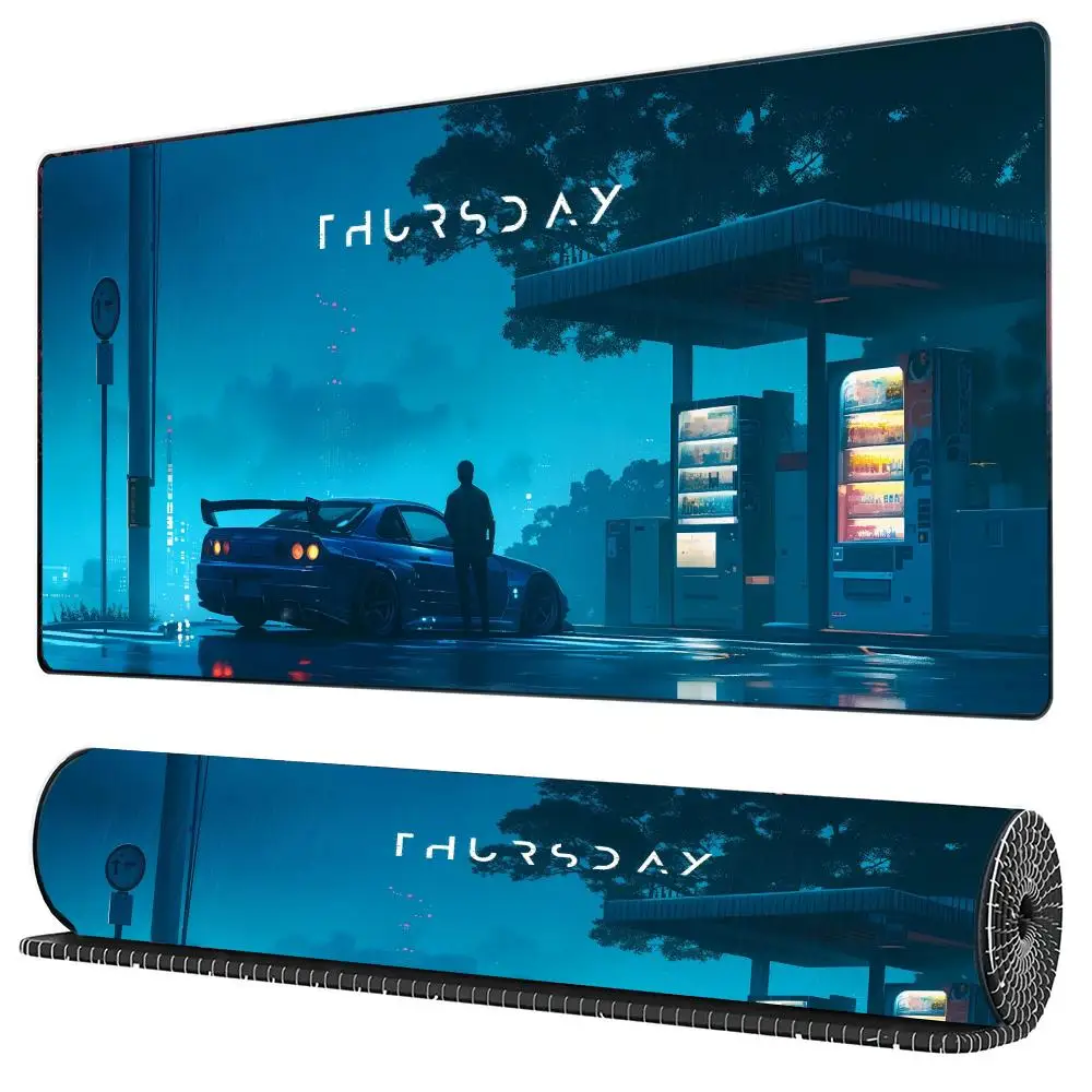 Alas Mouse Desain Mobil Stylish Ekstra Besar Anti-Selip Alas Meja Karet Tepi Jahitan Awet Alas Keyboard untuk Penggunaan di Kantor dan Rumah