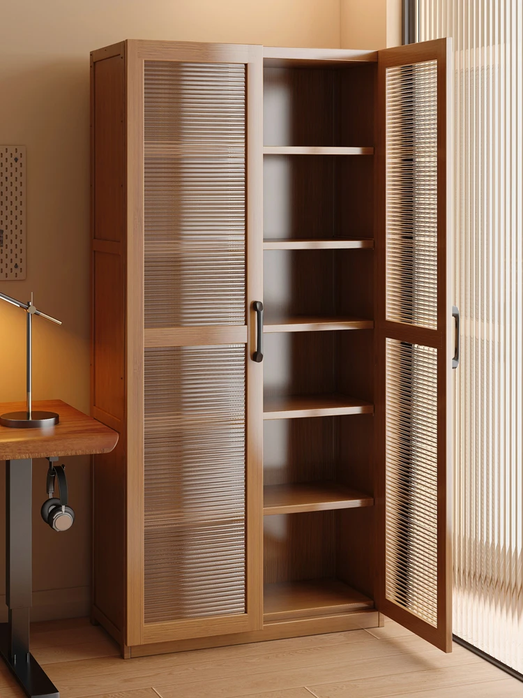 

Bookshelf Shelf Floor-to-ceiling bookcase Simple living room Integrated wall Narrow slit cabinet with door Dust-proof storage Lo