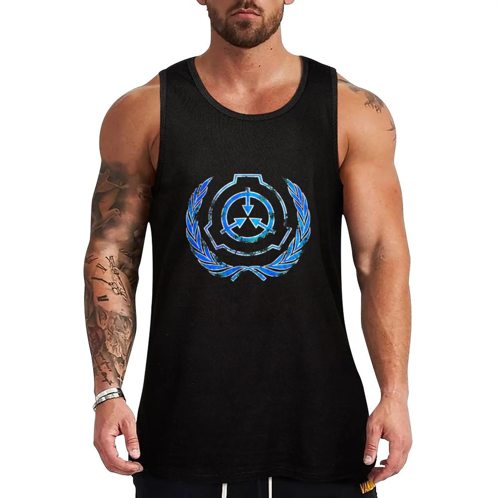 SCP foundation blue crest symbol Tank Top Basic Cotton Blend Tank Top Casual Sleeveless Shirt
