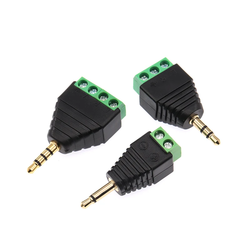 2Pcs 3.5mm 1/8in 3-Pole Male Audio Jack Plug Stereo Headphone DIY Connectors for Tablets MP4 Mobile Phone Headsets High Quality