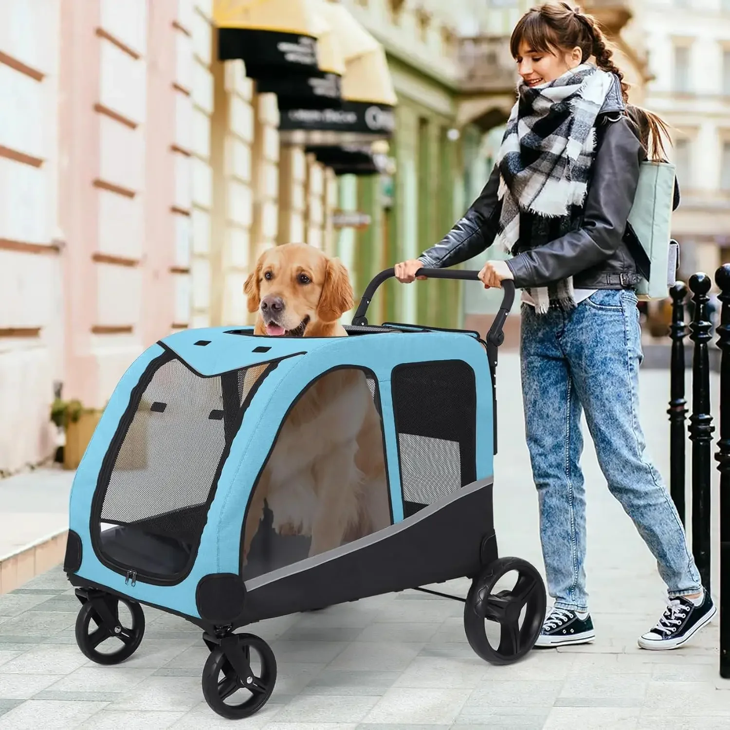 Hondenkinderwagen voor grote honden, extra grote kinderwagen voor middelgrote honden, hondenkinderwagen voor 2 honden, wagen, wagen