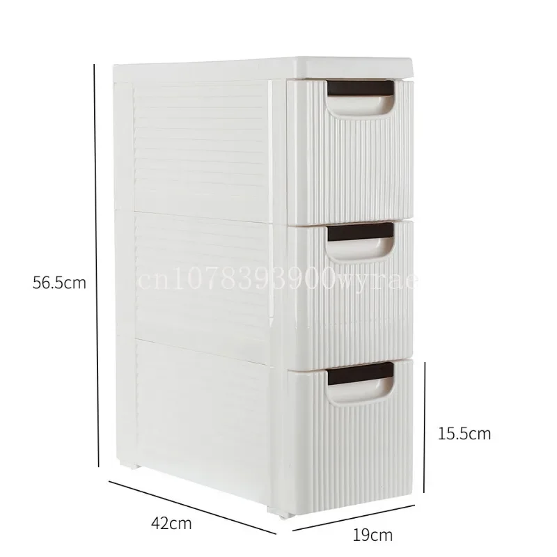 Narrow Slim Container Storage Cabinet for Bathroom Bedroom 3-Tire Rolling Cart Organizer with Wheels