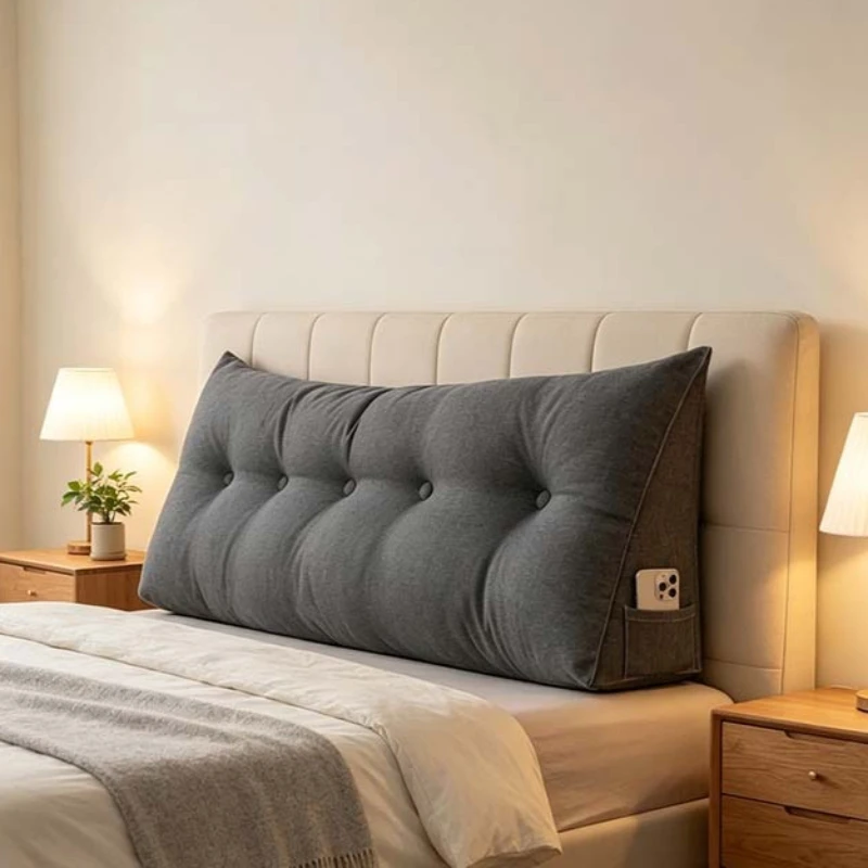 1PC Modern Linen Bed Wedge Pillow Large Back Cushion Bed Headboard Support Tatami Floor Rest Pillow with Zipper for Bedroom Sofa