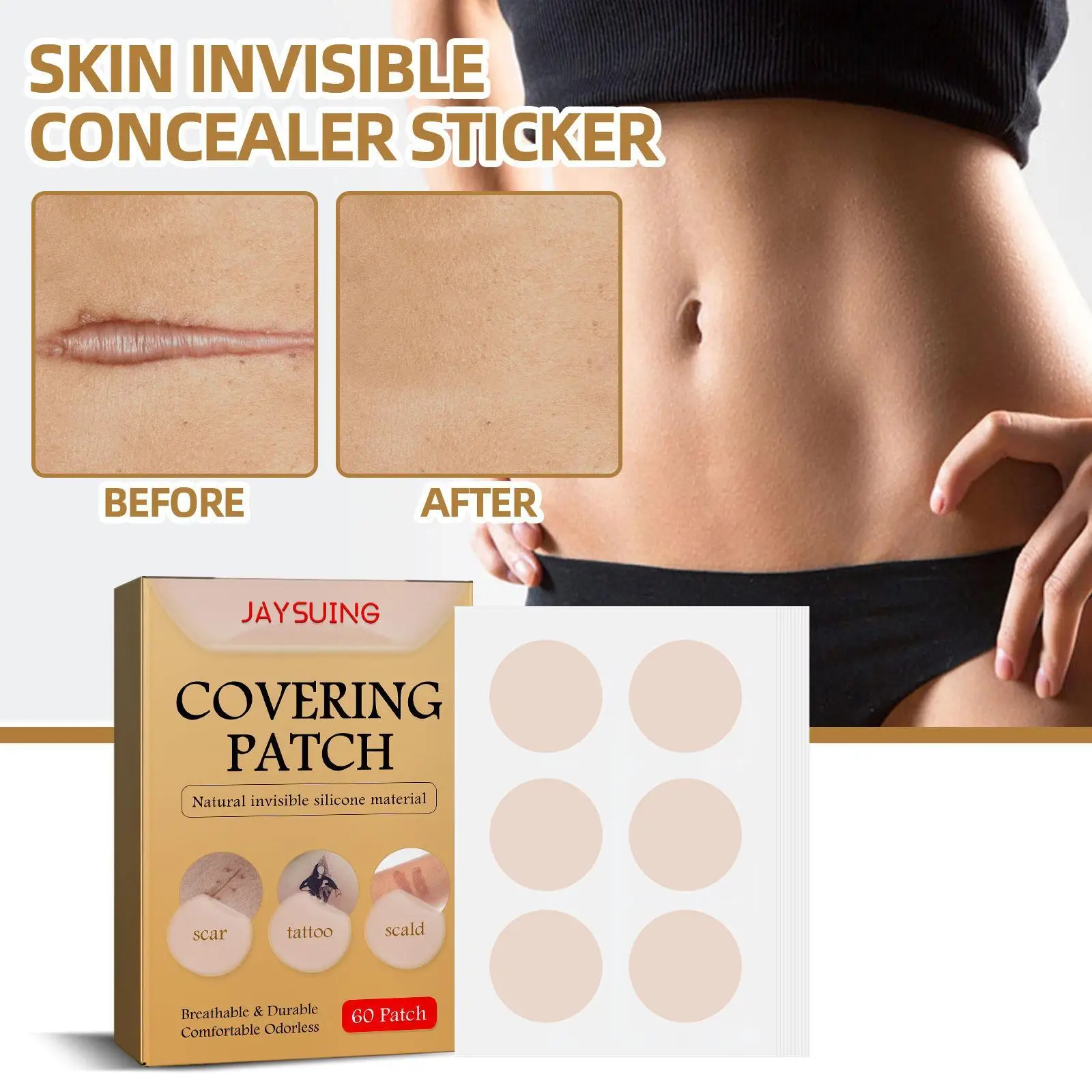 Skin Invisible Concealer Patch Sticker Breathable Tattoo Scar Cover Waterproof Skin-Friendly Simulation Skin Stick Makeup 2022