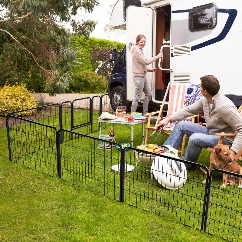 Heavy Duty Extra Wide Dog Fence 8 Panels Outdoor Pet Fence for Large/Medium/Small Animals Foldable Small Dog Fence 24