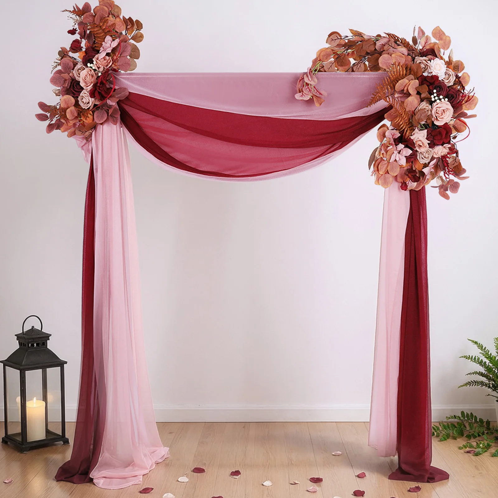 

Arch Flowers Kit Pack of 4 Wedding Arch Flowers Kit with Sheer Drapes Artificial Floral Swag for Ceremony Reception Stage Decor