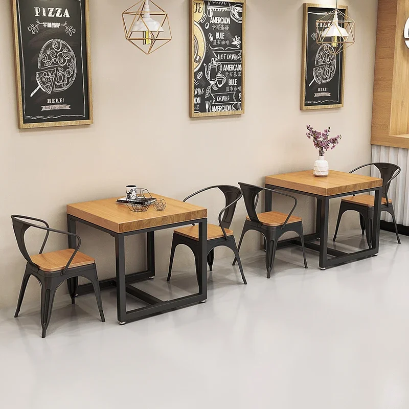 GY64 Industrial Style Dining Table, Small Square Table, Tea Shops and Snack Bars, Café Dining Furniture, Retro Dining Seat