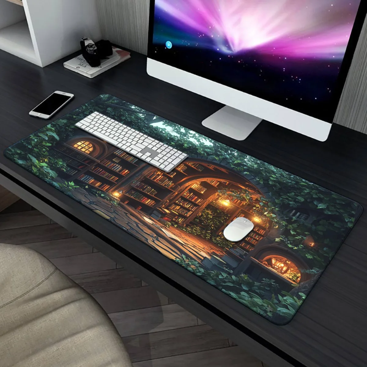 

Forest Magic Library Mouse Pad, XXL Keyboard Mat, Large Desk Pad for Office and PC Gaming, Multi-functional Durable Design