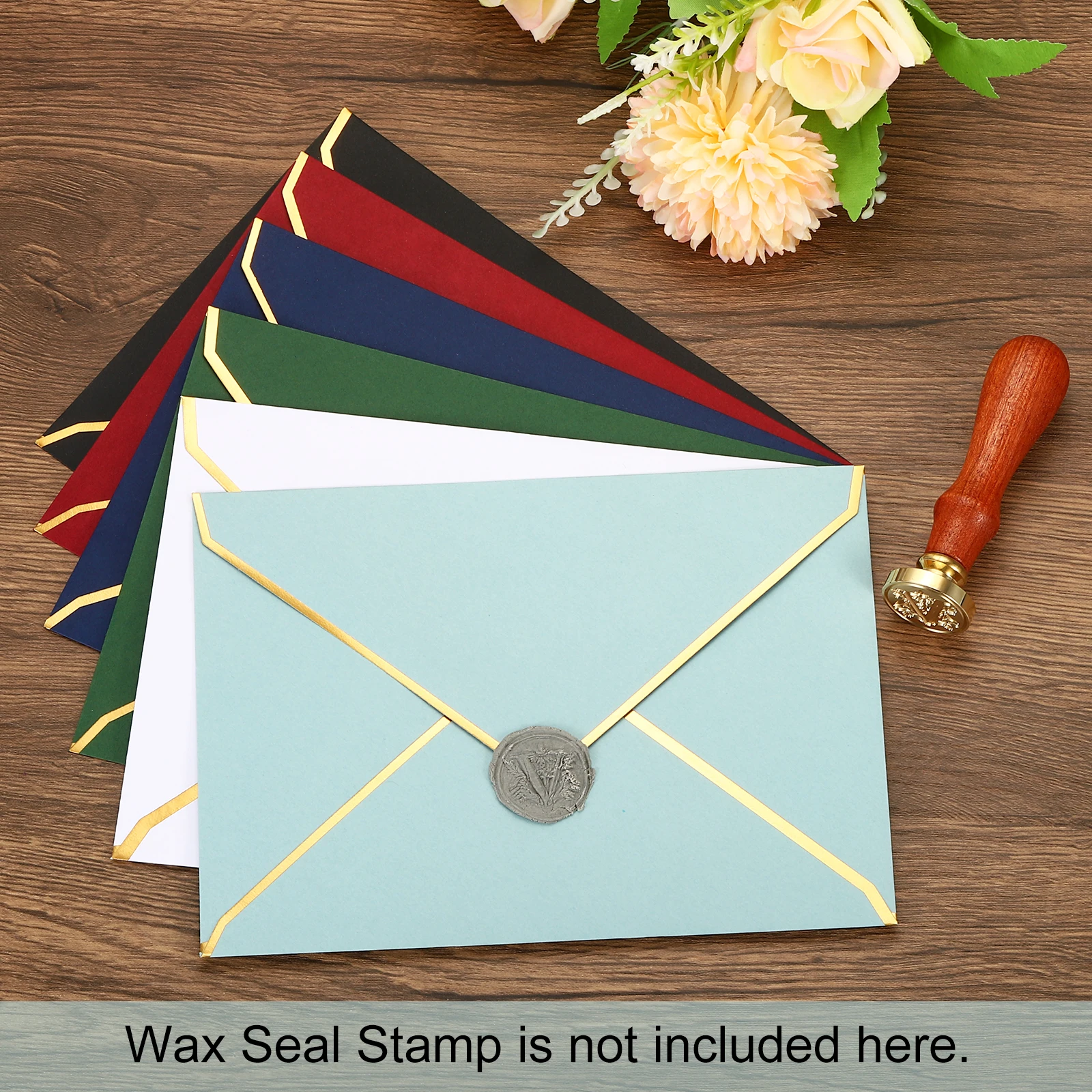 100Pcs 5 x 7 Envelopes A7 Card Christmas Envelopes V Flap Envelopes with Gold Border for Office, Wedding Gift Cards, Invitations