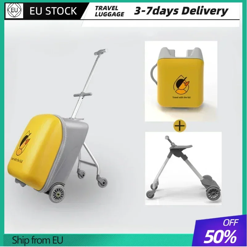 Children's Sit-down Trolley Suitcase Cycling Trolley Case for Unisex Carry-on Children's Luggage Multifunctional Suitcase